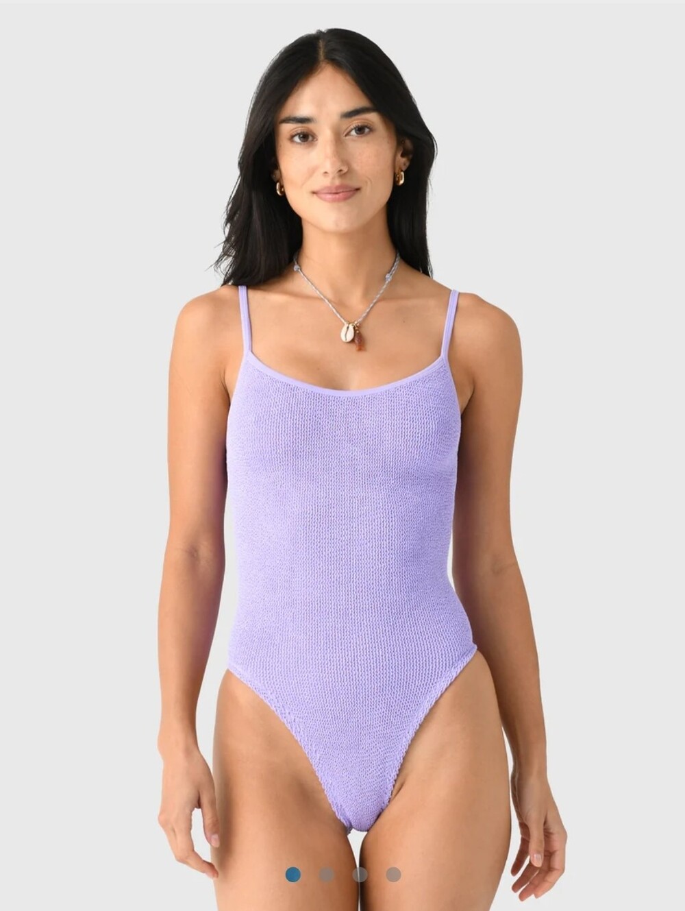 HUNZA G Pamela One-Piece Swimsuit Lilac NWT O/S
